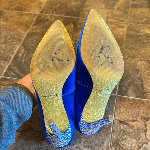 Nine West Royal Blue Satin Heels - Picture 7 of 10